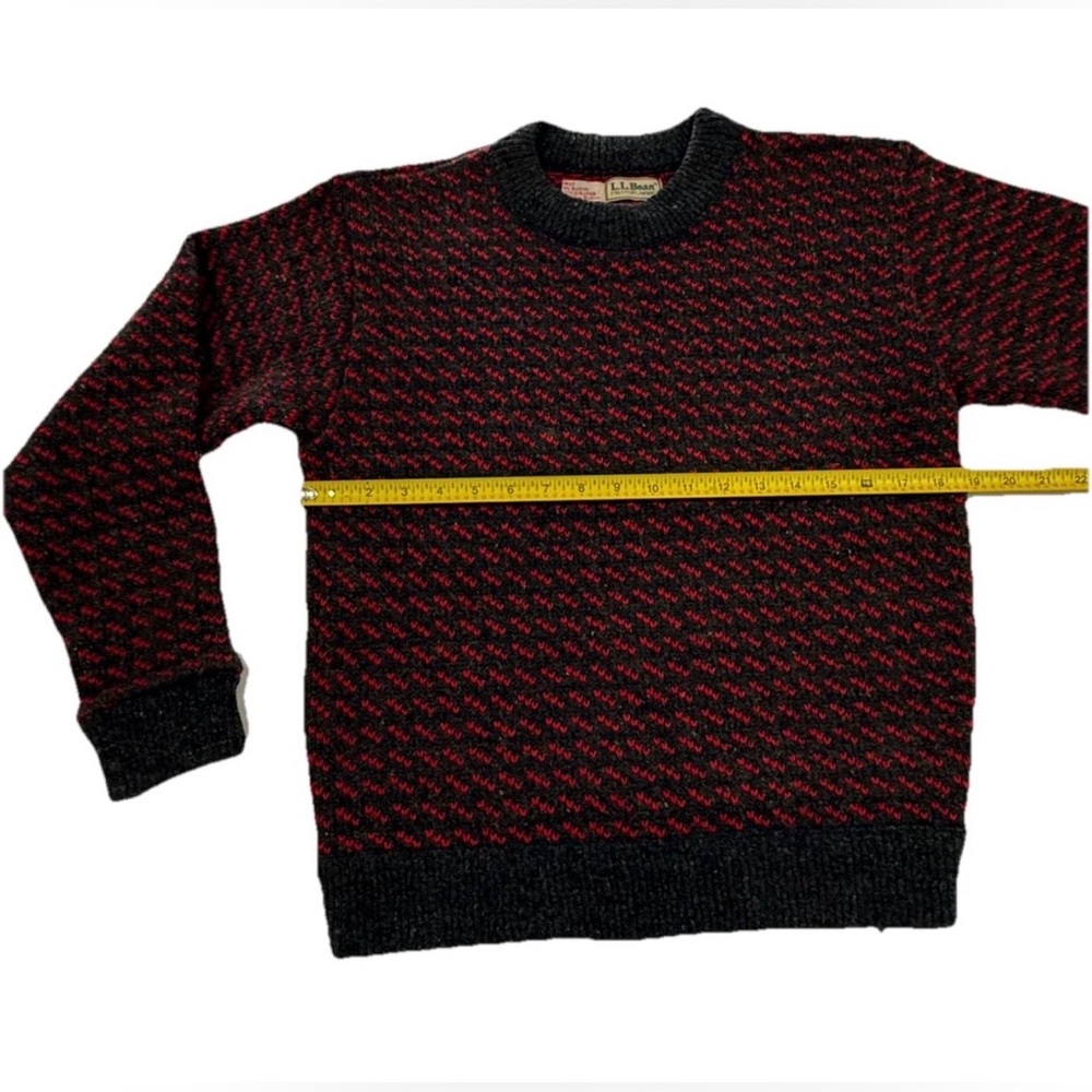 Vintage 80s LL BEAN Sweater Womens M Birds Eye Knit Norway Made Crew Neck - Picture 4 of 6